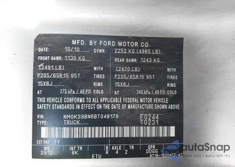 2011 Ford Transit Connect Xlt z USA, uszkodzony, nr VIN NM0KS9BN6BT048178